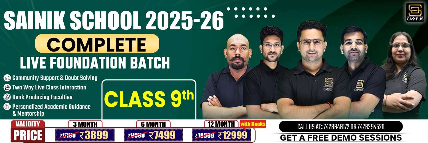 Sainik School 2025-26 Complete Live Foundation Batch for Class 9th (SDB306)